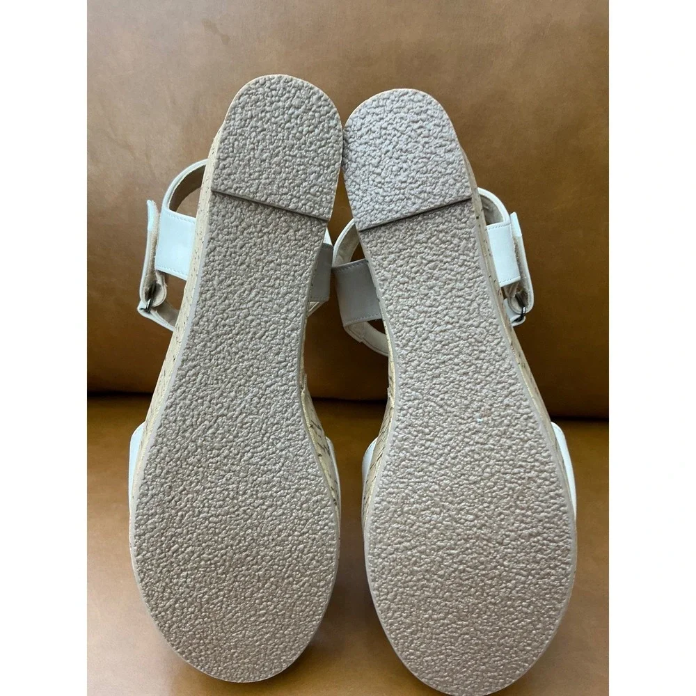 Journee Ranae Wedge Sandals Womens 8‎ Bone Cork Platform Ankle Strap